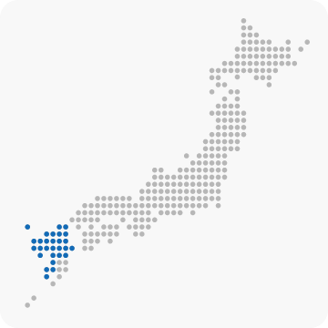 九州地方を示している地図の画像