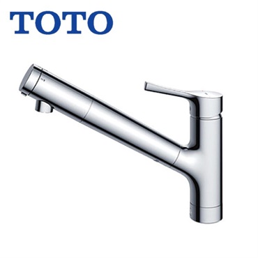 TOTO|キッチン台付シングル混合水栓（エコシングル、浄水カートリッジ内蔵、ハンドシャワー）