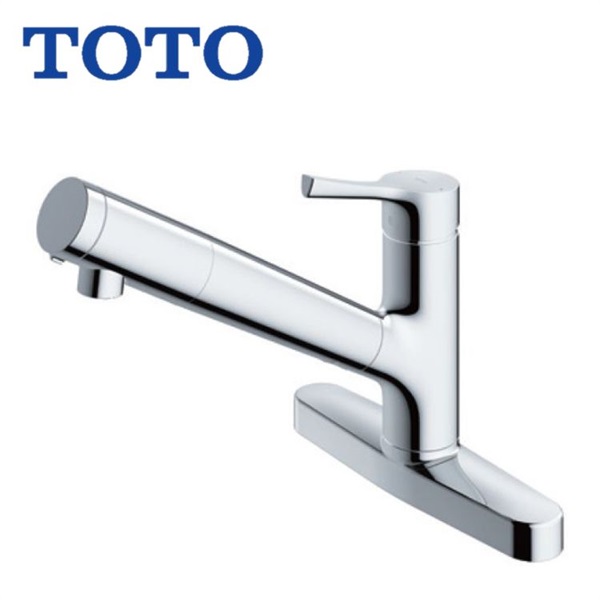 TOTO|キッチン台付シングル混合水栓（エコシングル、浄水カートリッジ内蔵、吐水切替）